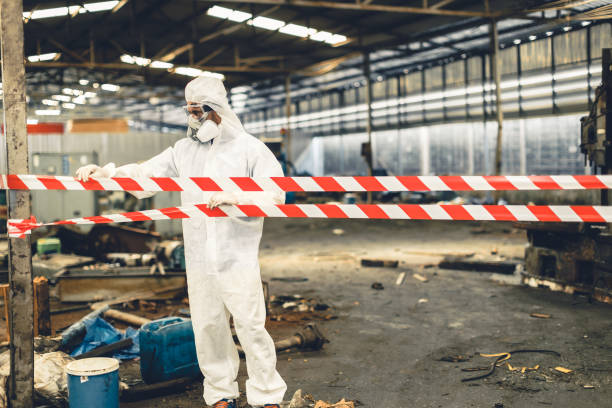 Professional Sewage Cleanup technician working in Montvale, NJ